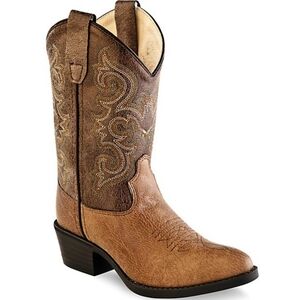 NIB Old West Toddler Cowboy Boots Size 10D Tan Leather Pull On Western Rodeo